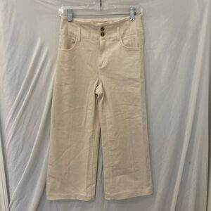 Ann Taylor Cropped Wide Leg Pants Womens 0p cream